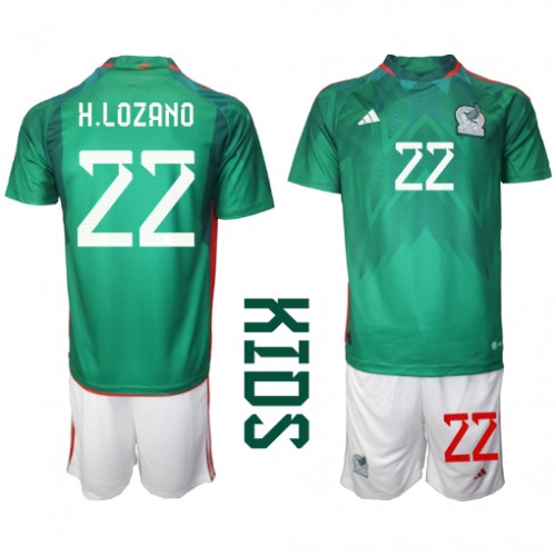 Mexico Hirving Lozano #22 Hjemmedraktsett Barn VM 2022 Kortermet (+ Korte bukser) Mexico Hirving Lozano #22 Hjemmedraktsett Barn VM 2022 Kortermet (+ Korte bukser)